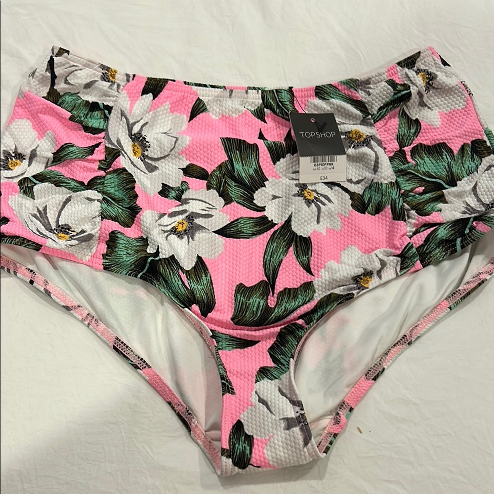 Topshop Pink and Green Floral swimming botton.